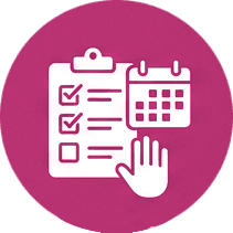 icono organizador de tareas y mano