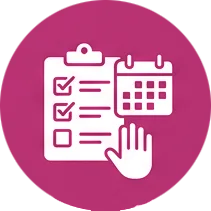 icono organizador de tareas y mano